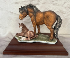 AK Kaiser Porzellan Figur Shetland-Pony m. Fohlen Pferd Shetty FIGURINE ltd. Ed.