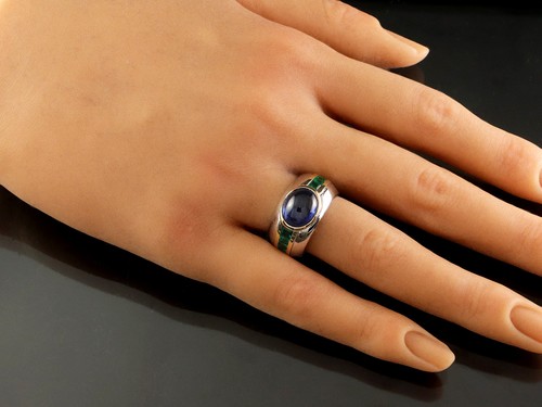Saphir smaragd band ring - saphir,