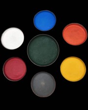 Vintage Metallteller Set - 7 Stk - Emaille Optik - 60er