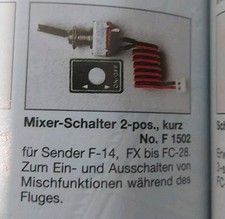 Mixer Schalter kurz F1502 Robbe Futaba F14 FX-FC28