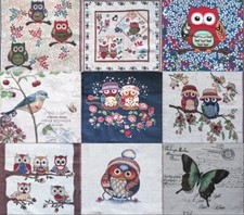 2x Gobelin Dekostoff Eule Uhu