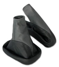 Schaltsack + Handbremsmanschette OPEL CORSA C 100% ECHTLEDER schwarz grau