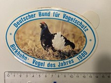 Alter Aufkleber Sticker Tiere Deutscher Bund für Vogelschutz Birkhuhn 4h