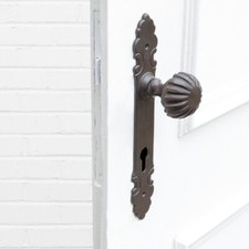 Türbeschlag mit Knauf für Haustüren, Knauf - feststehend | PZ92 | Eisen braun