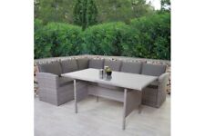 Polyrattan Gartenlounge Sitzgruppe Eckbank Eckbankgruppe Outdoor grau hellgrau