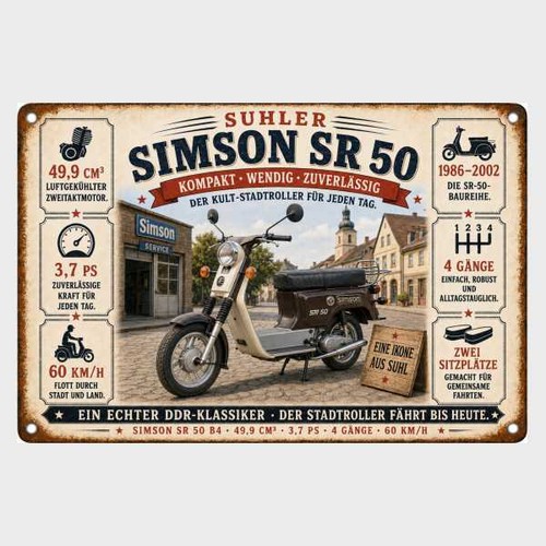 Blechschild simson 50 - simson, sr