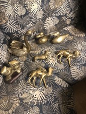 Messing Figuren Tiere Dackel Kamel Schwan Ente Eulen Massiv