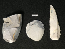 NUKLEUS + KRATZER + BOHRER  70mm STEINZEIT MESOLITHIKUM SILEX ERTEBÖLLE ELLERBEK