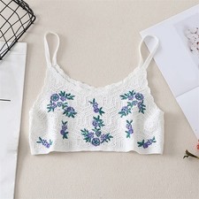 Boho Style Damen Rückenfreie Weste mit Ethno Stickerei für Urlaub und Club