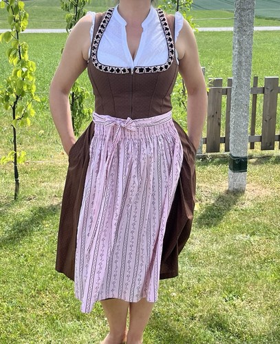 Dirndl braun mit rosa - dirndl,