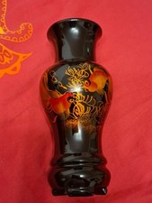 Lackvase Holz mit Goldfisch