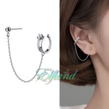 Echt 925 Sterling Silber *Ohrringe Ohrstecker Ohrklemme Ohrclip * Zirkonia Kette