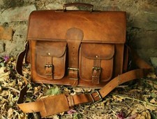 Schultasche Leder Tasche Aktentasche Lehrertasche vintage spitze Umhänge Tasche