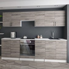 KÜCHE 240cm KÜCHENZEILE KÜCHENBLOCK MODERN  Einbauküche dunkel sonoma