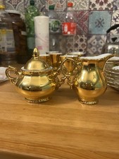 Bareuther Bavaria 221 Gold Zuckerdose & Milchkännchen Vintage Porzellan