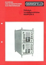 VEB Schweisstechnik Finsterwalde Prospekt für Schweißgleichrichter KGSM 250 1974
