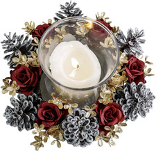 Weihnachts Kerzenringe Kränze Kunstliche Tannenzapfen Florale Kerzenständer