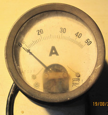 AMPEREMETER, alt, mit Meßkabel  -  bis 50 Ampere