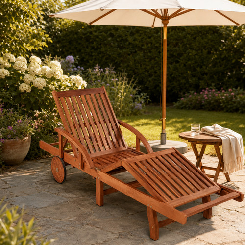 Massivholz gartenliege mit - massivholz,