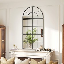 HOMCOM Wandspiegel dreiteilig, bogenförmiger Spiegel mit Metallrahmen Schwarz