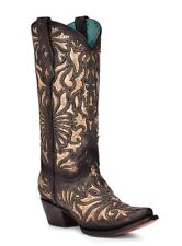 Damen Leder Stiefel Corral Boots Gold Inlay Western Cowgirl Boots