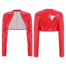 DE Damen Wetlook Anzug Jacke