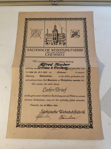 Urkunde lehrbrief - urkunde,