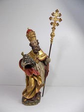 Antike Heiligenfigur Hl.Urban Holzfigur Fassung Bemalt Oberammergau
