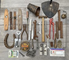 Altes Werkzeug Trödel Flohmarkt Eisen Metall Hammer Zange Schloss Beschlag  #1