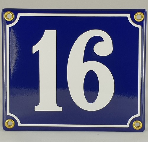 Emaille hausnummer blau - emaille, 16