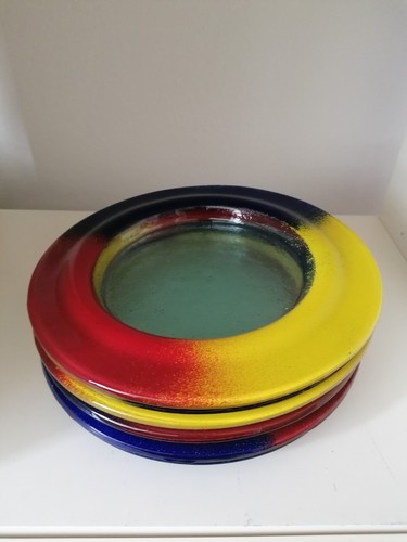 Bunte vintage glasteller - 6,