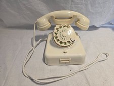 W 49 Wählscheibentelefon Tisch- Wandtelefon Weiß, Elfenbein, Hagenuk + Halterung