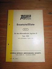 Agria 2000 Agriette II  Ilo 101 Ersatzteilliste ETL Teileliste Teilekatalog