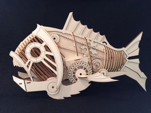 Holz steampunk wierd fisch - holz, steampunk/wierd