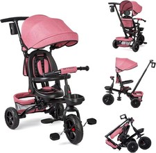 Dreirad Kinderdreirad Kinder Lenkstange Dach Rosa Baby Kinderwagen ab 1 jahr