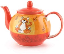 Mila Design Teekanne "Oommh"  1,2l - handbemalte Keramik - Katzen-Motiv