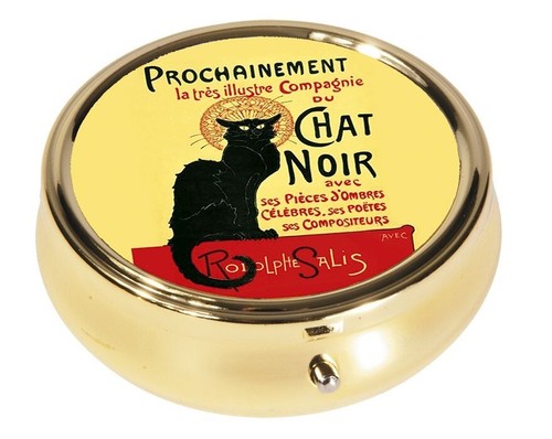Chat noir pillendose rund aus - pillendose,
