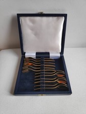 WMF Kopenhagen 800 vergoldet 6 Kaffeelöffel 6 Kuchengabeln 80er Jahre