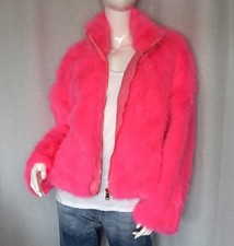 Hippie Pelzjacke Fake Fur Zip Jacke Fell Webfell Knallig Pink 36,38,40,42,44 Neu