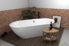 freistehende Badewanne Standbadewanne 152x75 165x80 180x82 Ecktisch Bambus Holz