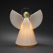Konstsmide Weihnachts Papier Tisch Deko Engel weiß gold E14 Leuchte Lampe 54 cm