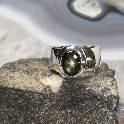 Schwarzer stern saphir ring - stern,
