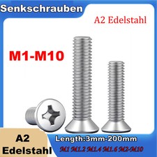 304 Edelstahl Kreuzschlitz Senker Flachkopf Schraube M1 M1.2 M1.4 M1.6 M2-M10