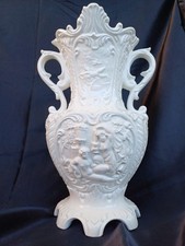 Alte Relief Capodimonte Vase Weiss Unikat 34cm