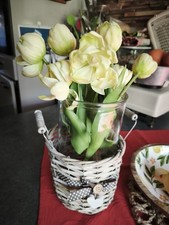 Rattan Vase Mit Glaseinsatz