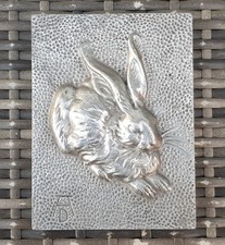 Altes Wandbild Albrecht Dürer Hase Feldhase Metall 13,5x18 cm Dekoration Deko