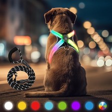 HENMI Brustgeschirr LED Aufladbar Leuchtend Hundegeschirr Verstellbar