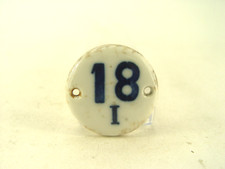 alte Porzellan Nummer rund - Zugabteil, Schrank, Spint, Nummer 18 / I - gebr.