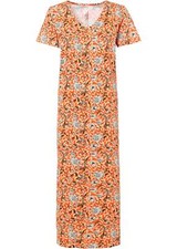 Neu Maxikleid Kurz Gr. 36/38 Cremeapricot Dunkeloliv Mango Damen Jersey-Dress