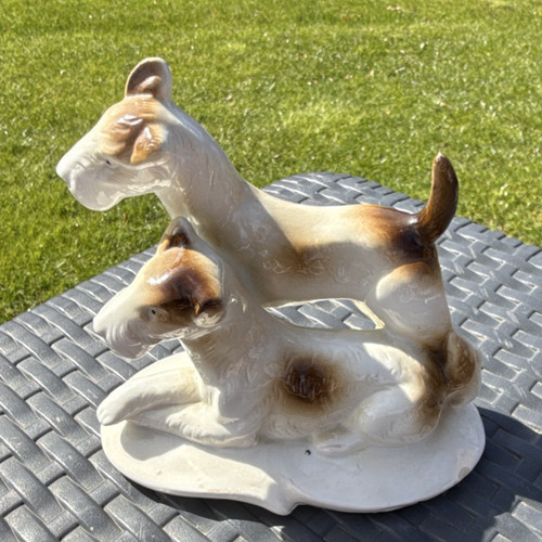 Porzellan dekofigur terrier - dekofigur,